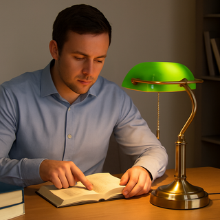 Desk lamp – Classic banker style with antique bronze base