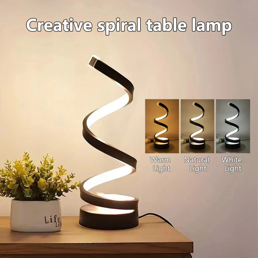 Table lamp – Modern LED spiral with 3-color dimming