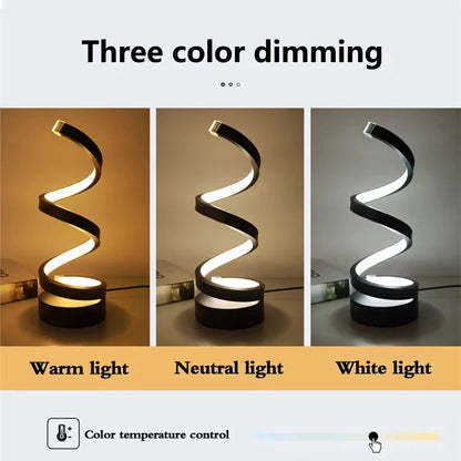 Table lamp – Modern LED spiral with 3-color dimming