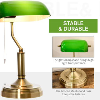 Desk lamp – Classic banker style with antique bronze base
