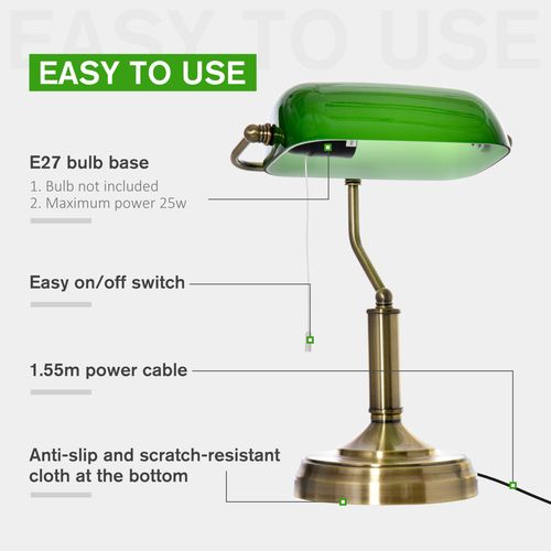 Desk lamp – Classic banker style with antique bronze base