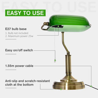 Desk lamp – Classic banker style with antique bronze base